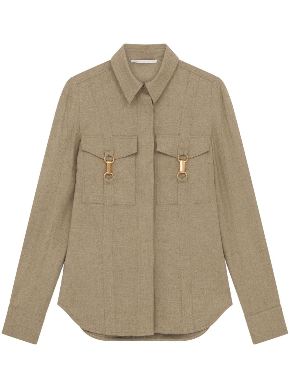 Stella Mccartney Flannel Wool Shirt In Neutral