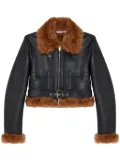 Stella McCartney faux fur-trim zip-up aviator jacket - Black