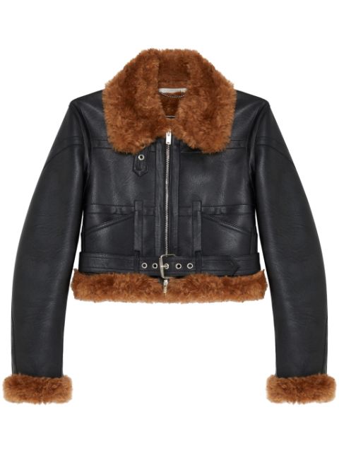 Stella McCartney faux fur-trim zip-up aviator jacket 