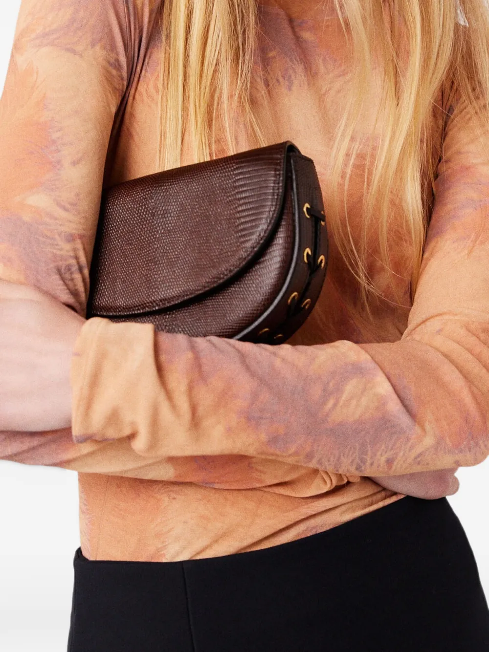 Stella McCartney Frayme schoudertas met reliëf Bruin