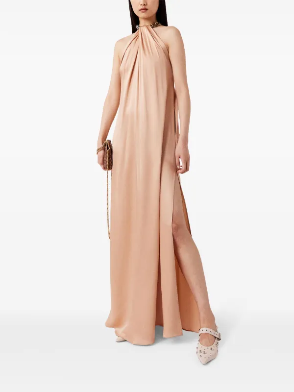 Stella McCartney Chain link-detail Halterneck Gown | Neutrals | FARFETCH