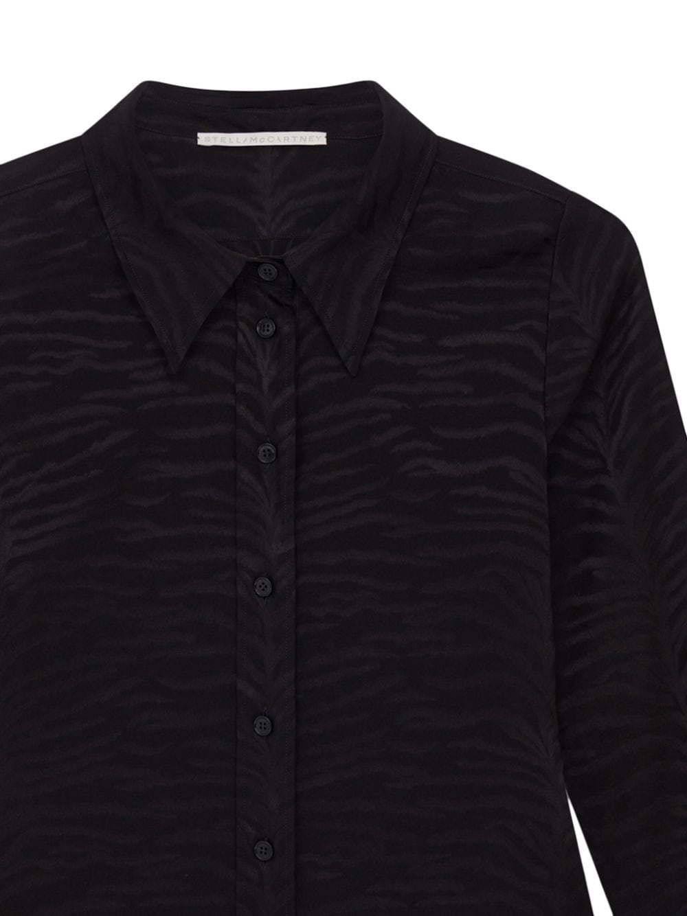 Shop Stella Mccartney Tiger-print Stretch Organic Silk Shirt In Black
