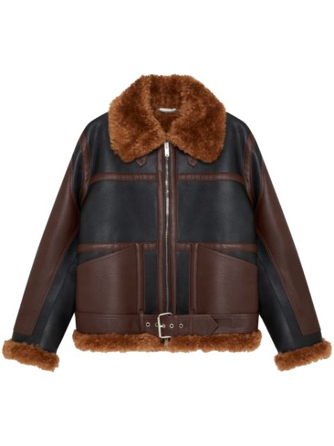 Stella McCartney two-tone panelled aviator jacket Women