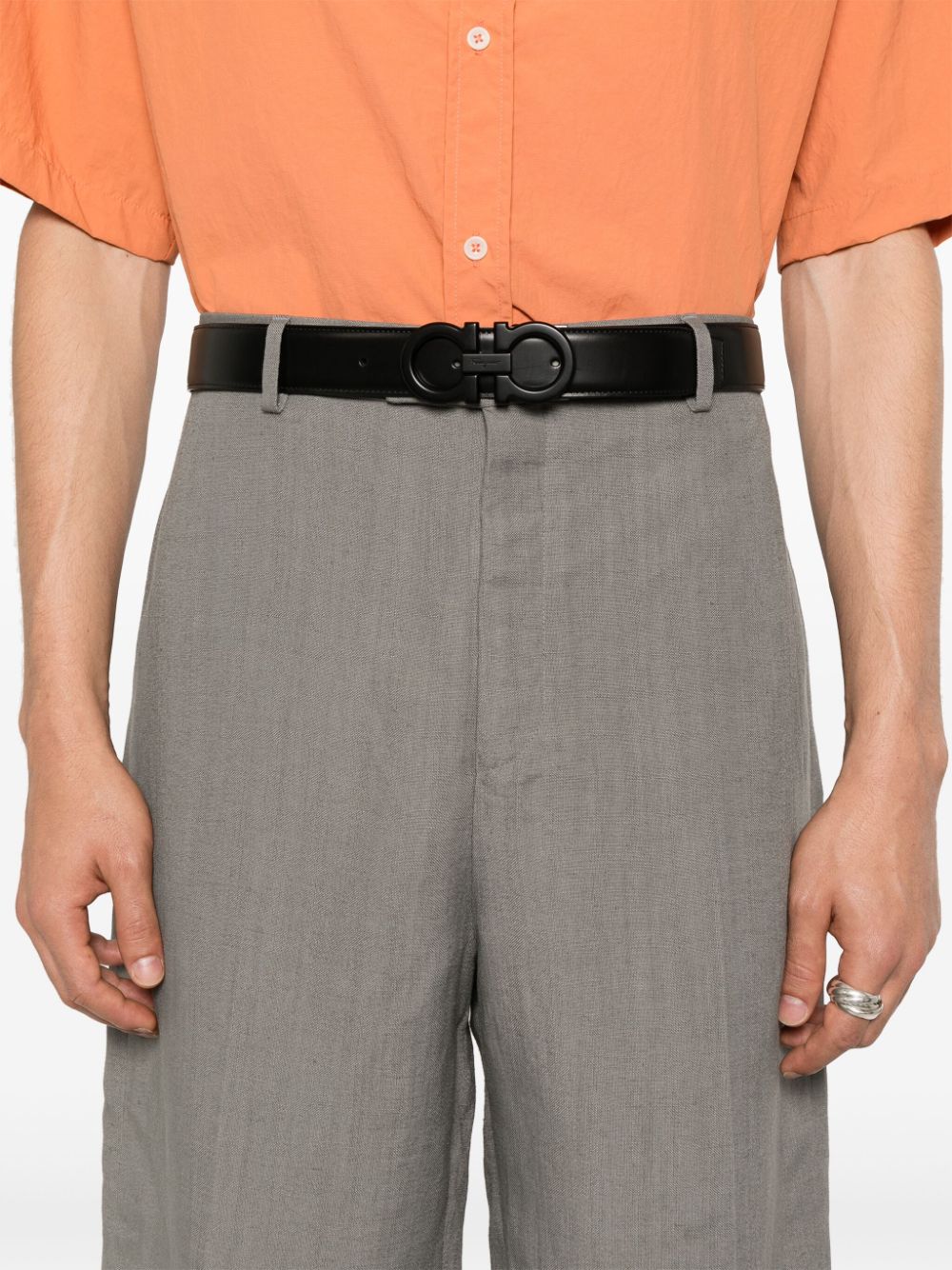 Shop Ferragamo Slub-textured Tailored Shorts In Grey