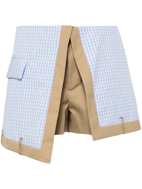 Besfxxk check-print asymmetric shorts