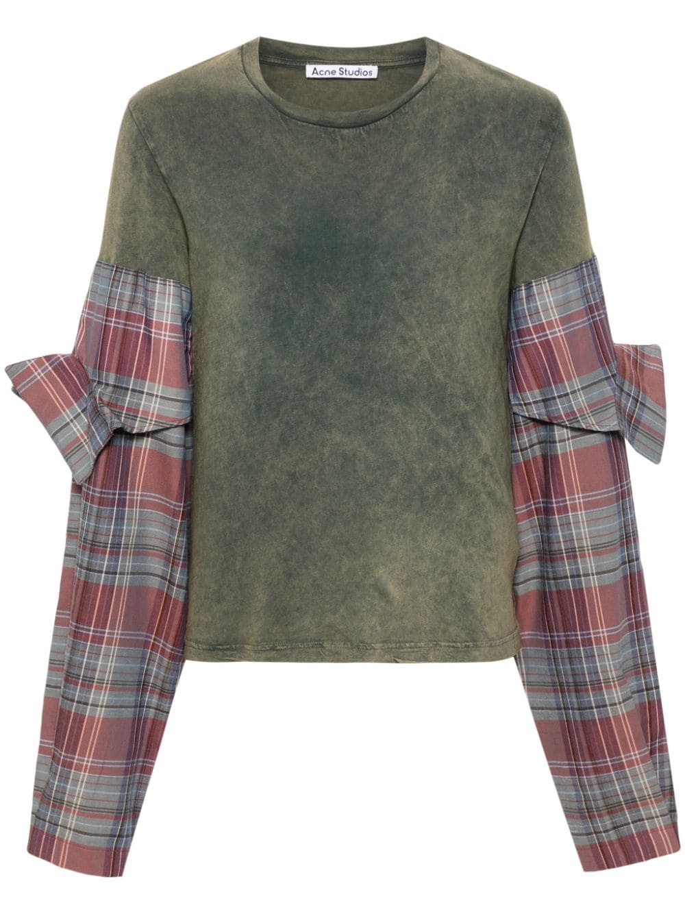 Acne Studios Flannel-sleeve Cotton T-shirt In Blue