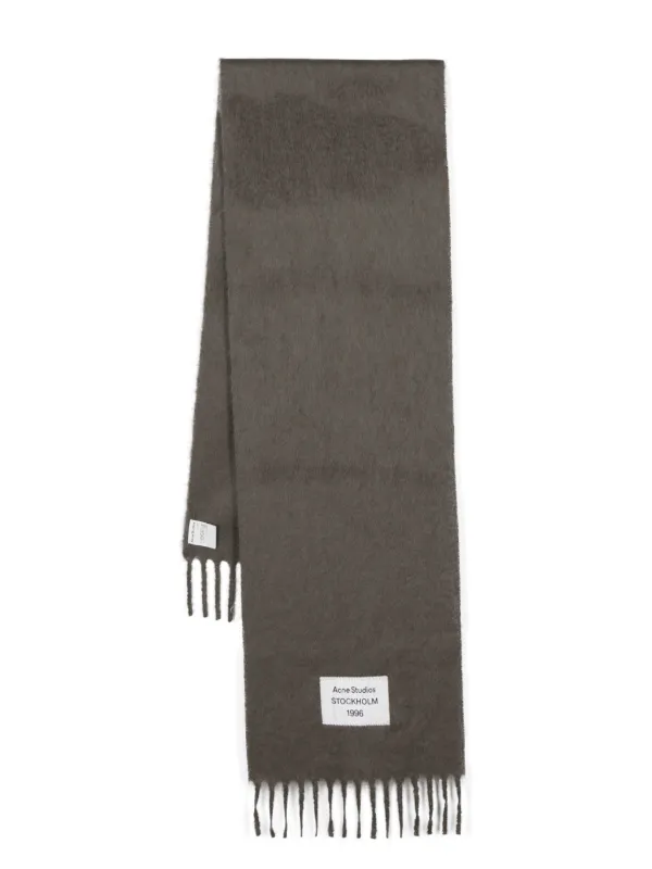Acne Studios logo-patch Scarf Grey FARFETCH IN