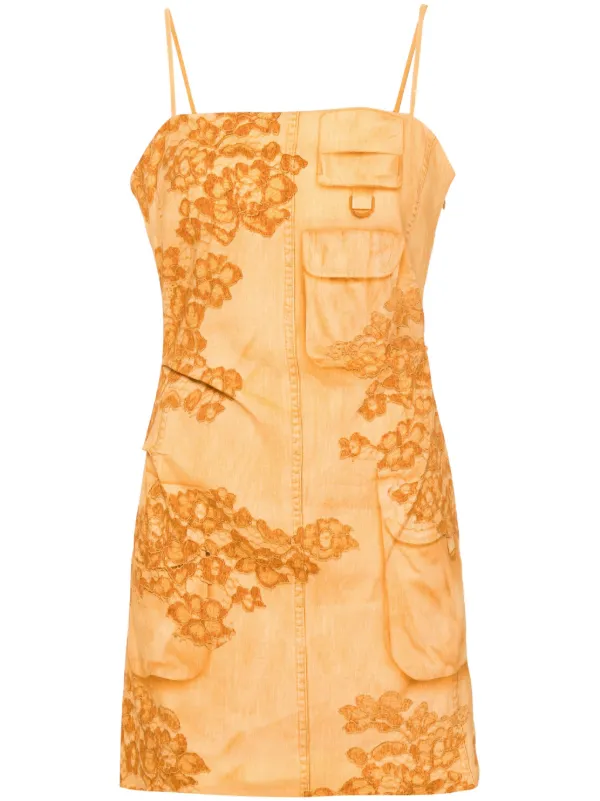 Acne Studios Trompe L'oeil-print Mini Dress in Orange