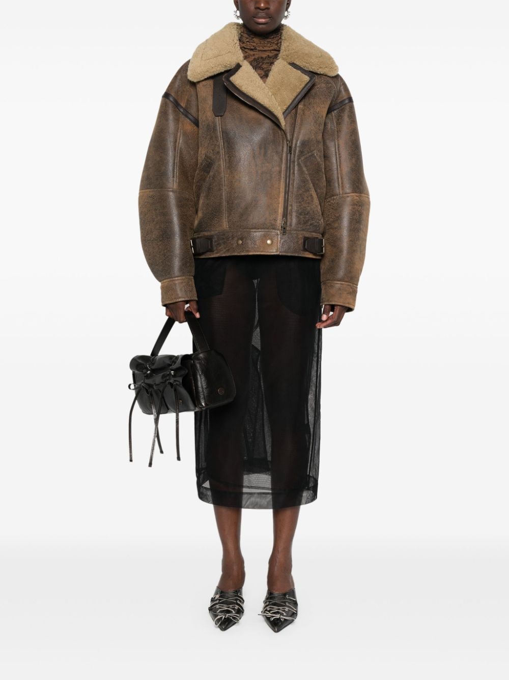 Acne Studios Leren jack - Bruin