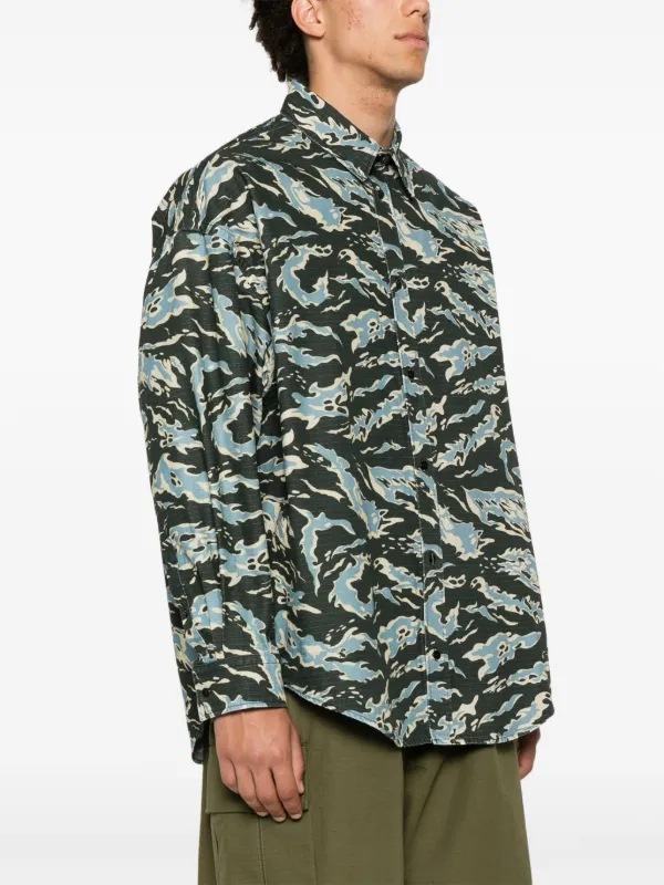 Acne Studios abstract-pattern organic-cotton Shirt | Grey 