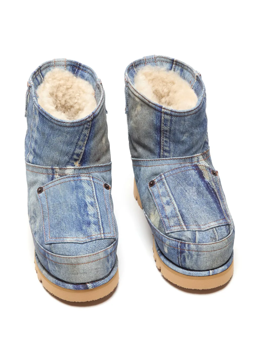 Acne Studios denim-print boots Blue