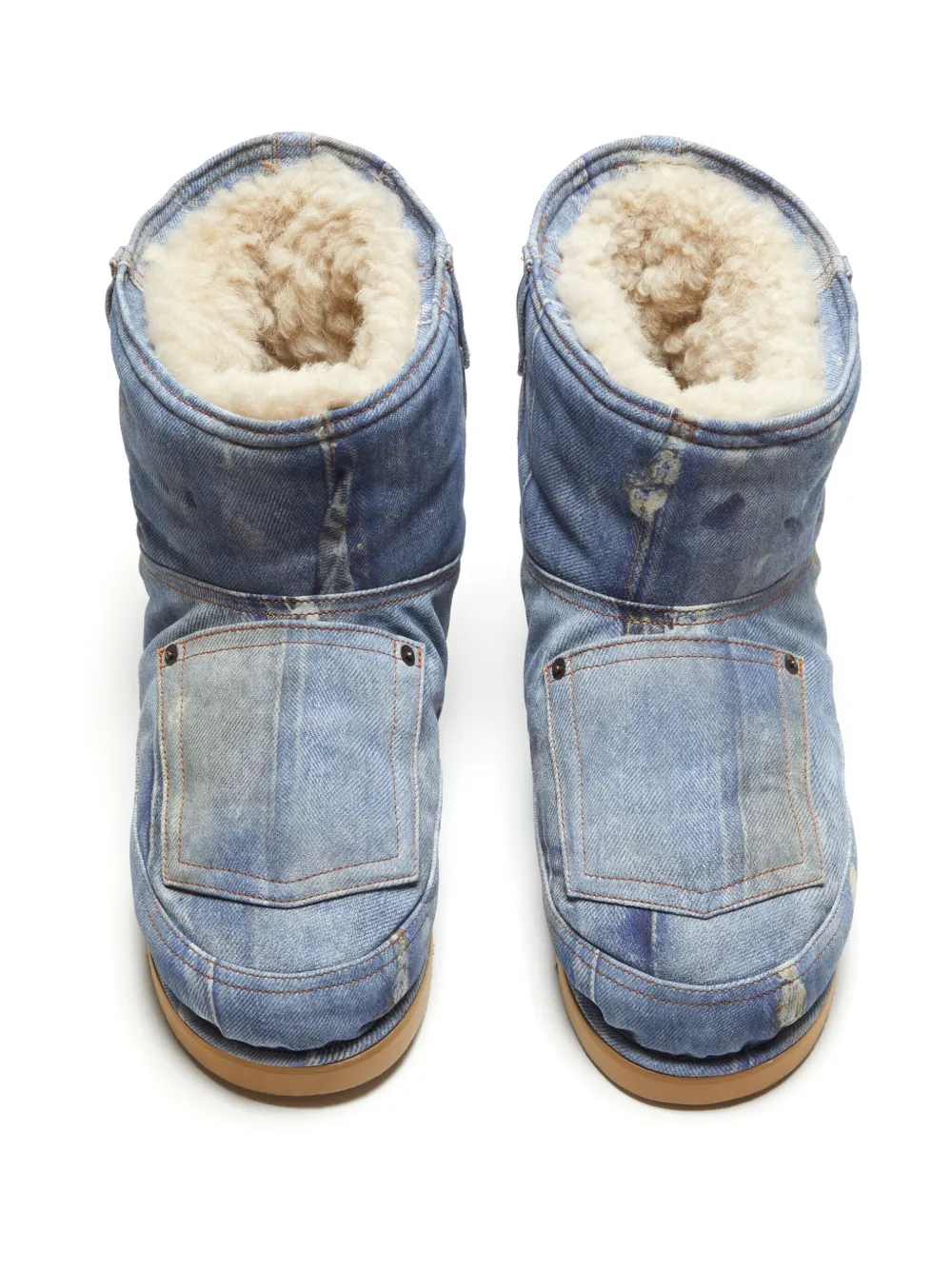 Acne Studios denim-print boots Blue