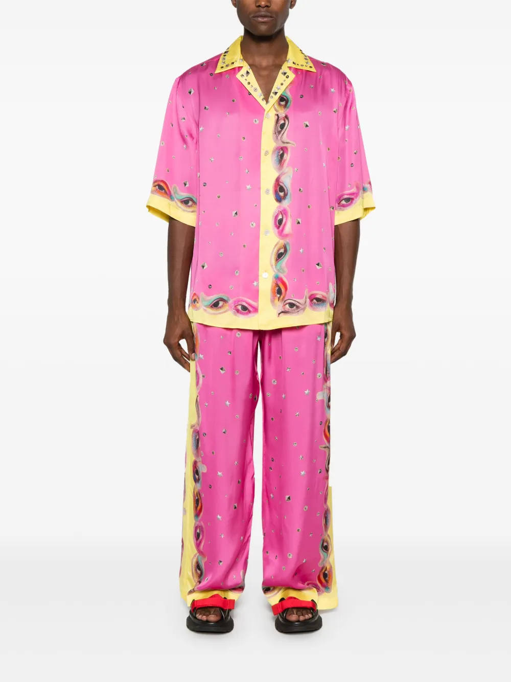 Acne Studios Satijnen shirt met print - Roze