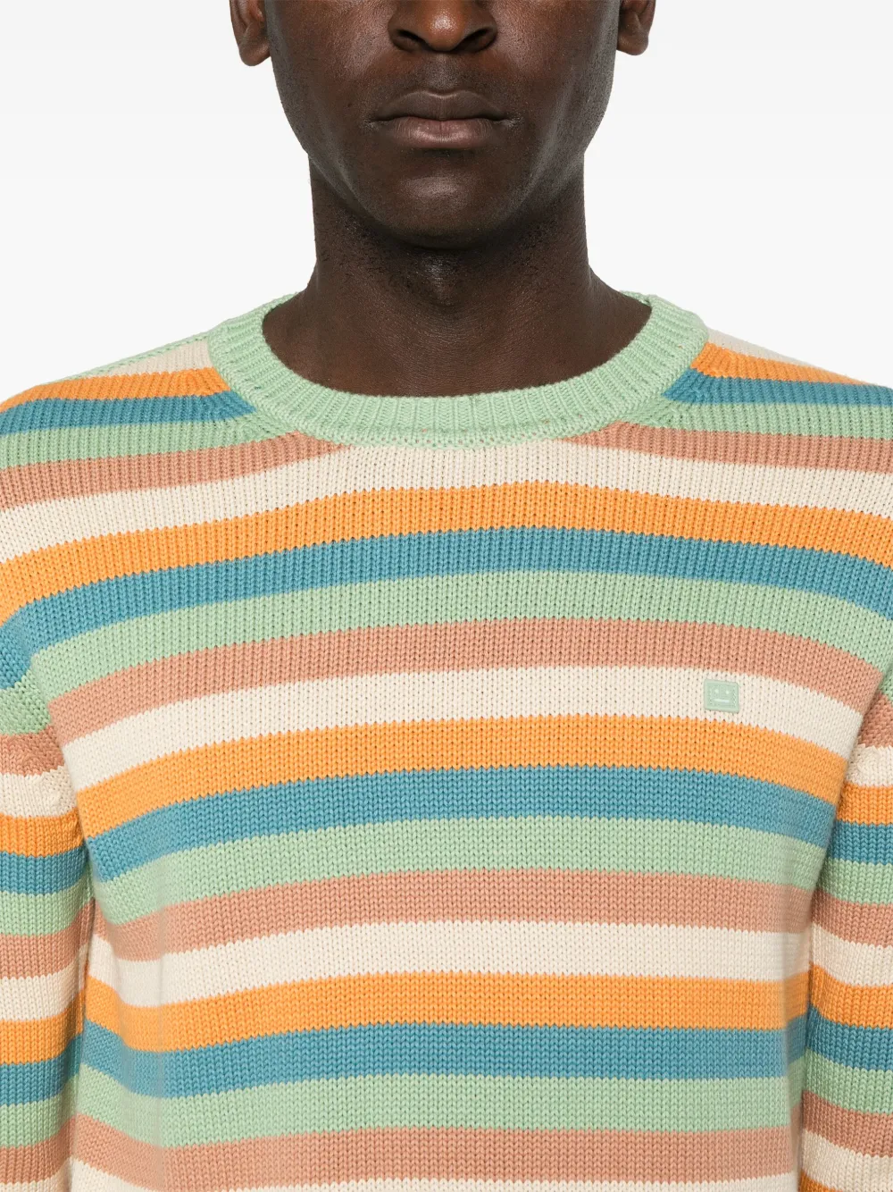 Acne Studios フェイスロゴ ストライプ プルオーバー | オレンジ 