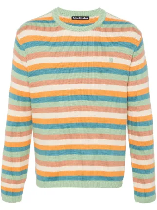 Acne Studios フェイスロゴ ストライプ プルオーバー | オレンジ 