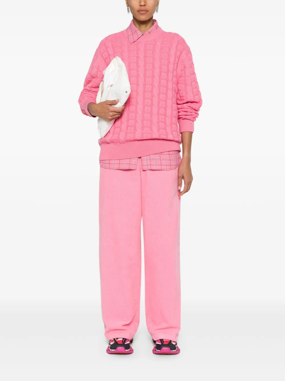 Shop Acne Studios Cable-knit Jumper In Pink