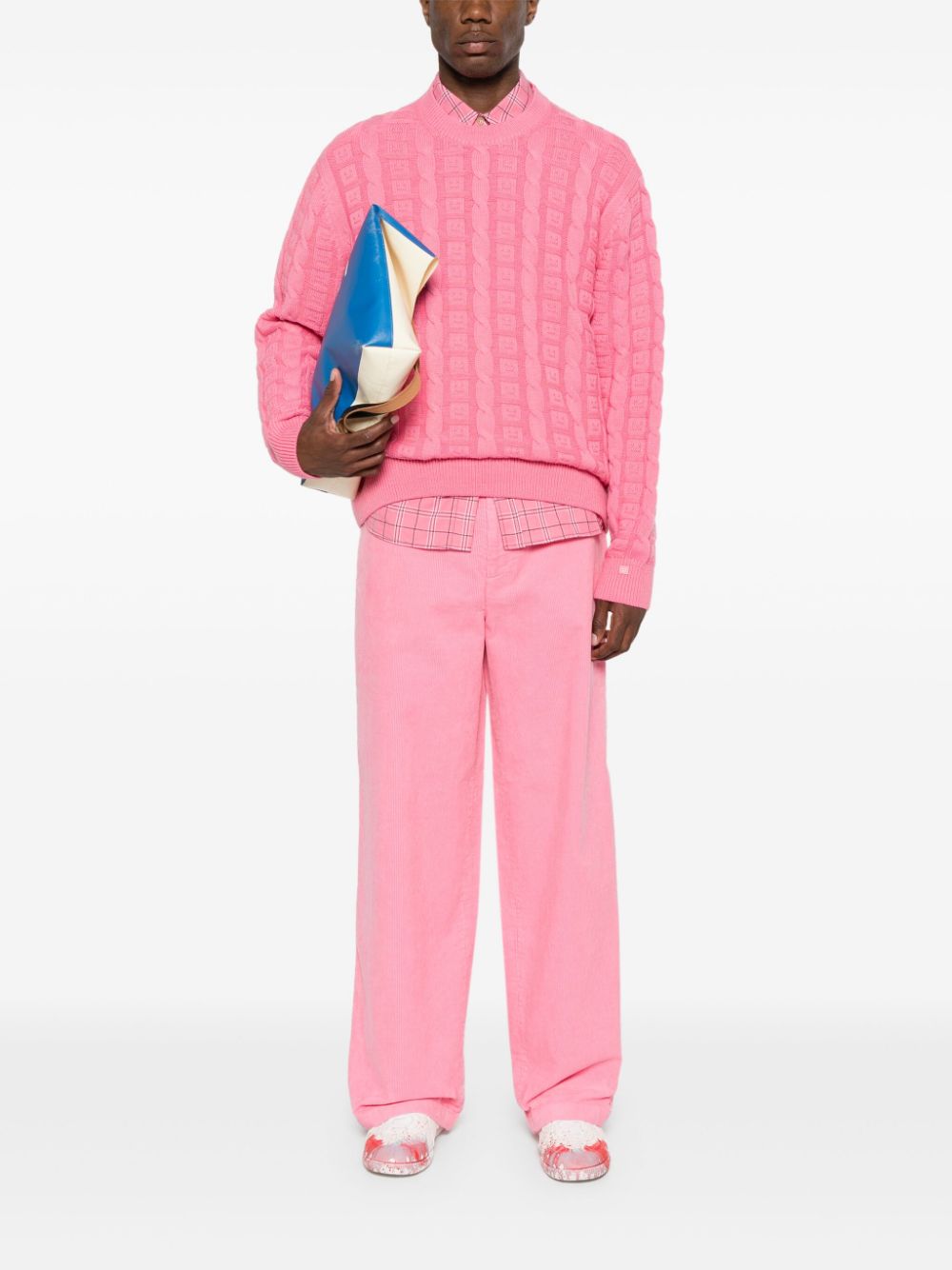 Shop Acne Studios Cable-knit Jumper In Pink