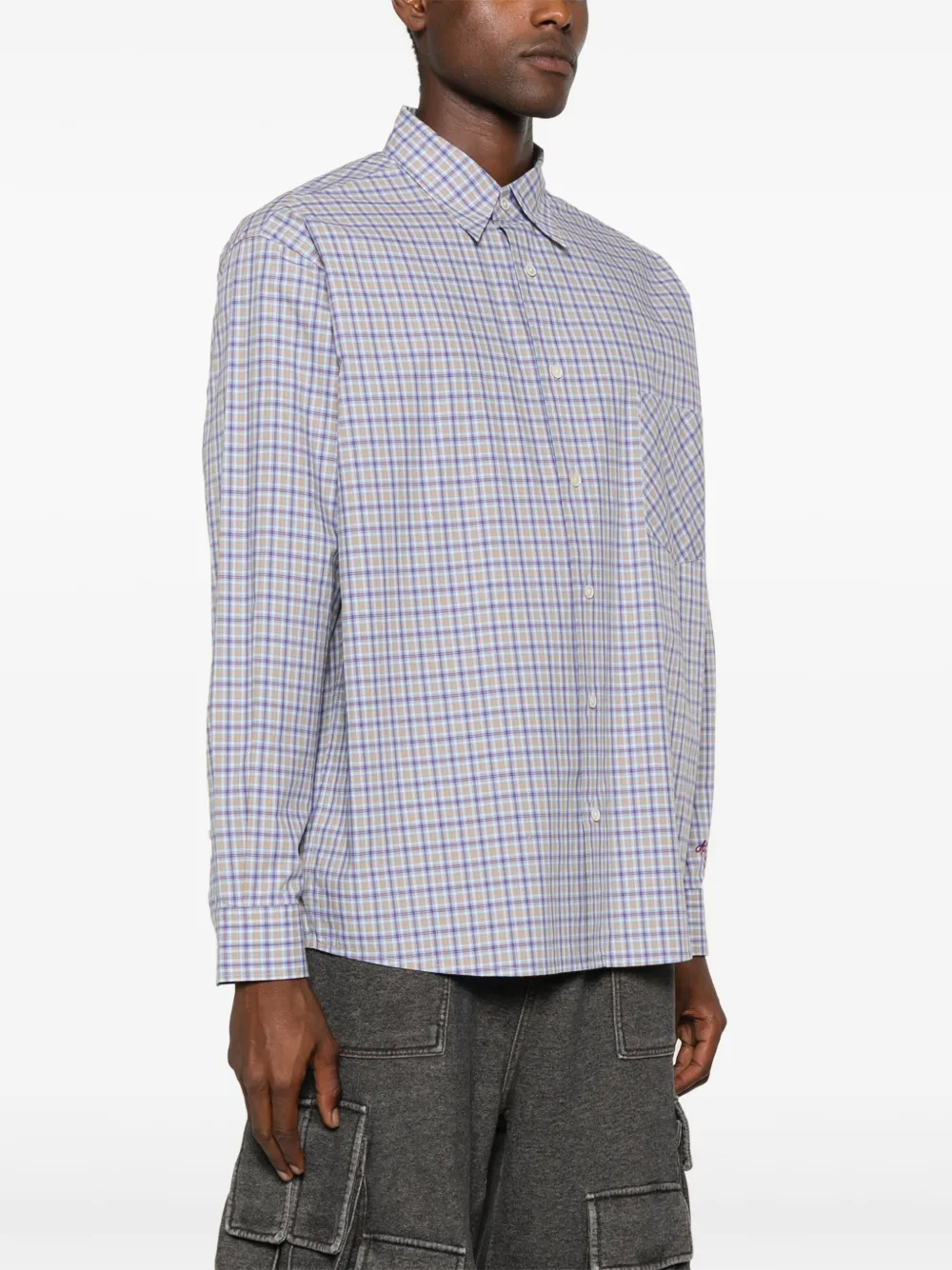 Acne Studios Geruite katoenen overhemd Blauw