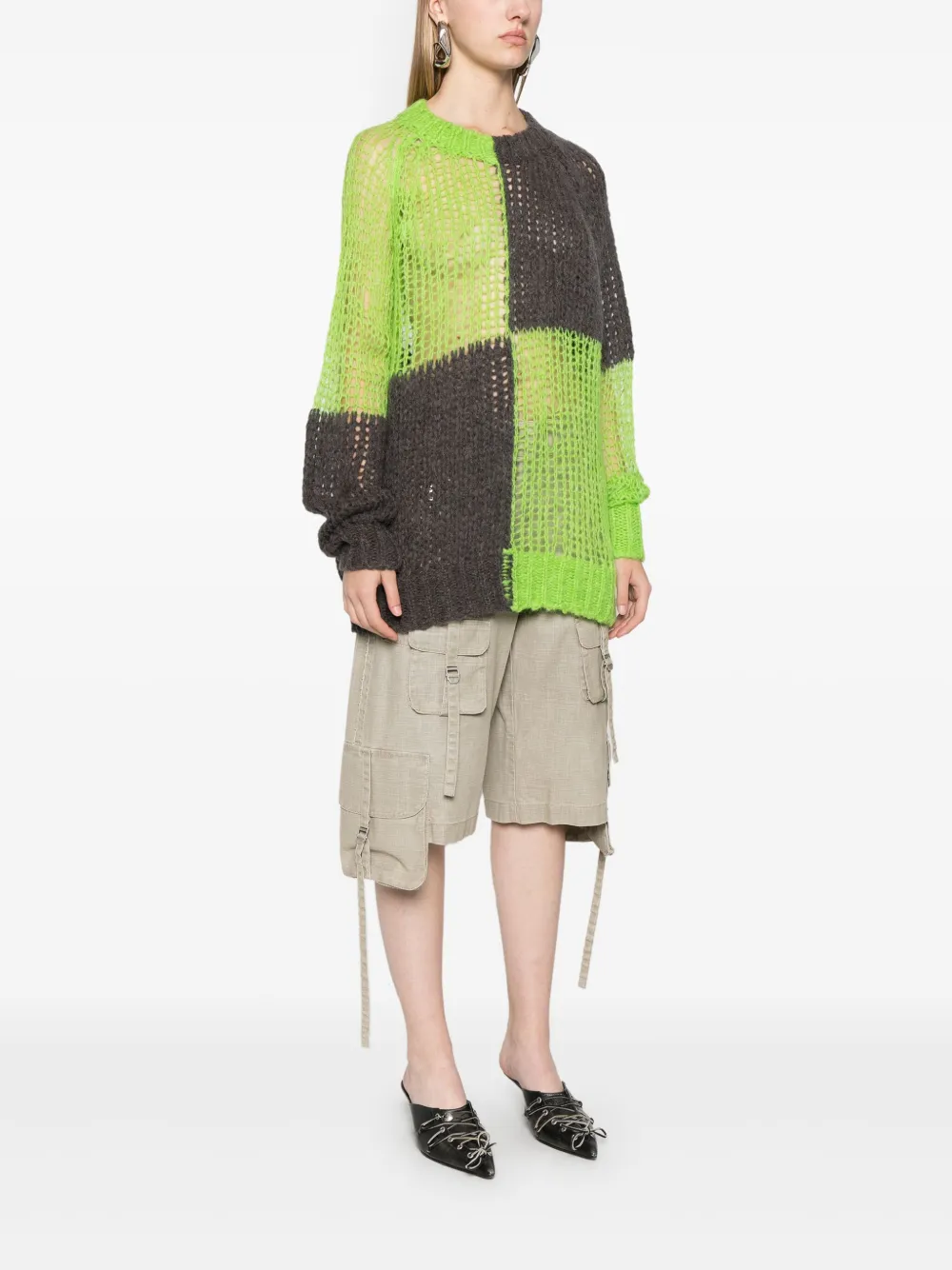 Acne Studios Check-pattern Sweater in Green, view 3