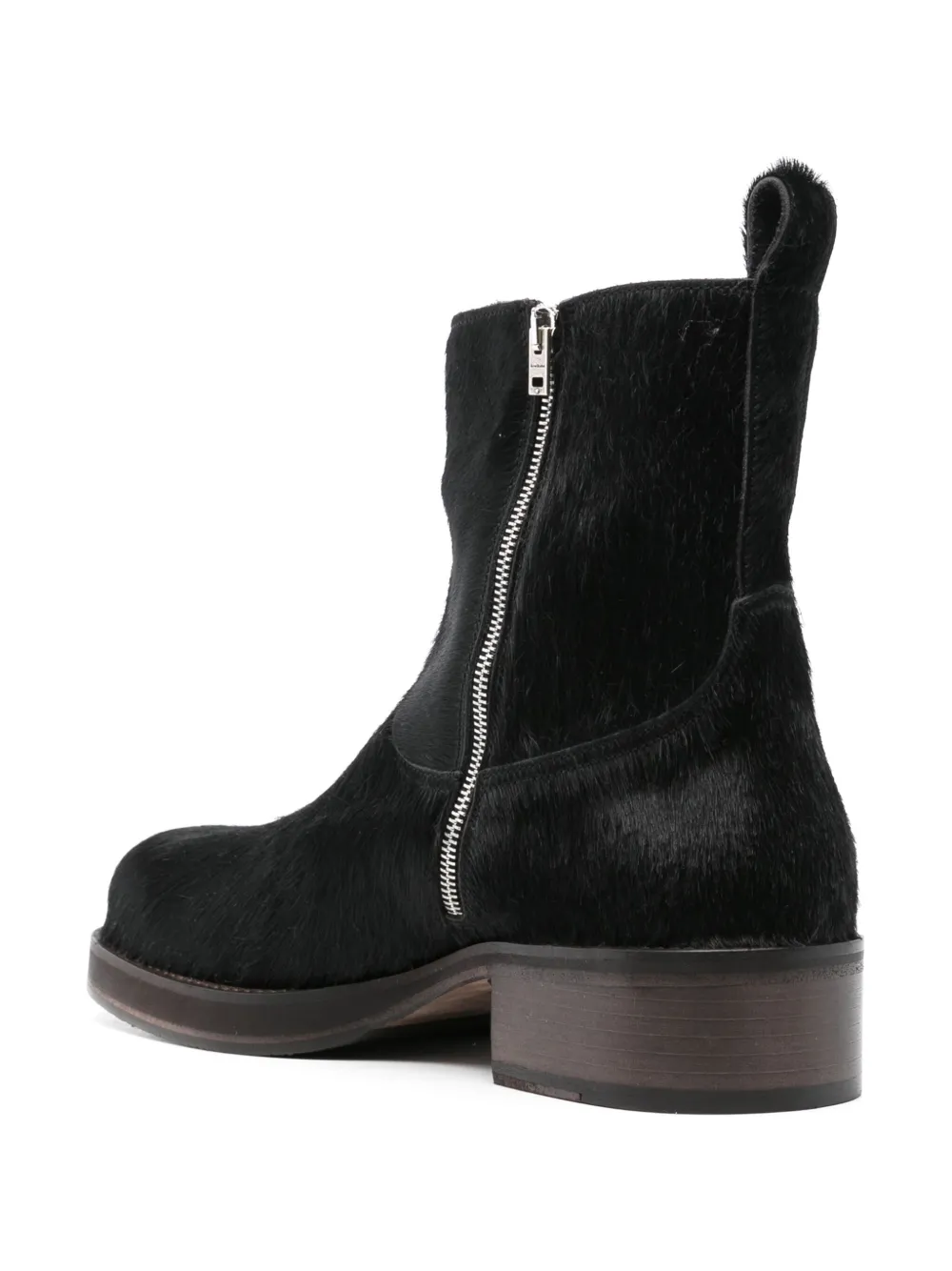 Acne Studios 40mm enkellaarzen van bont Zwart