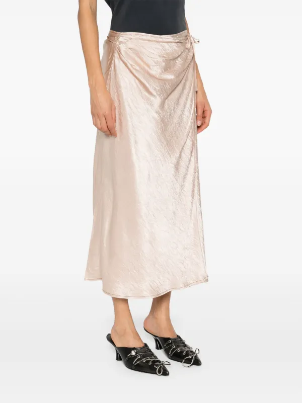 Acne Studios Satin Wrap Midi Skirt | Neutrals | FARFETCH 