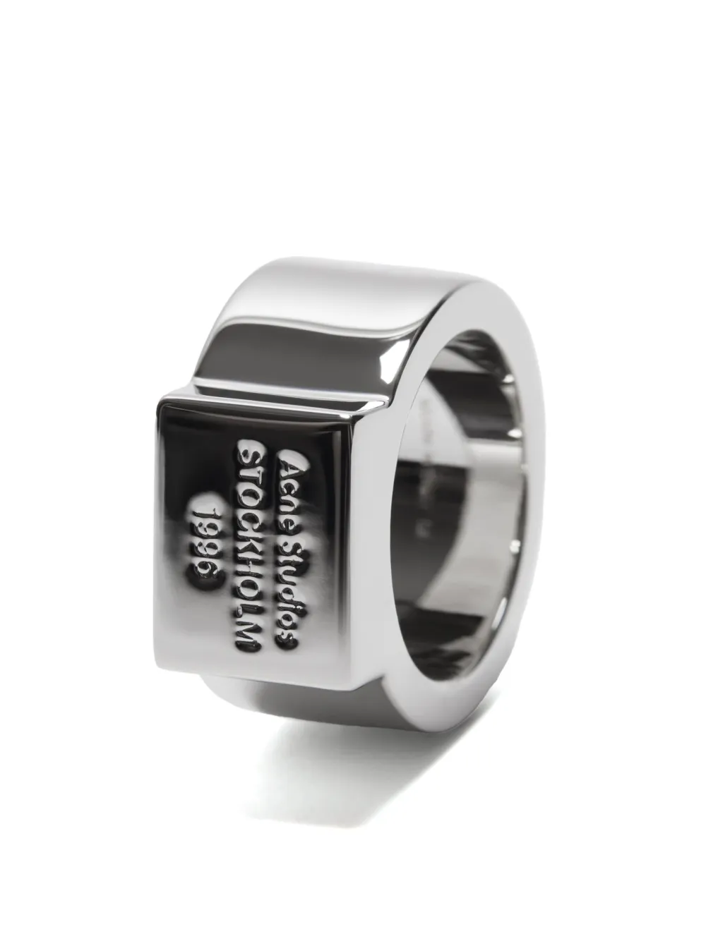 Acne Studios Zegelring met gegraveerd logo - Zilver