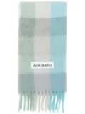 Acne Studios logo-patch checked scarf - Grey