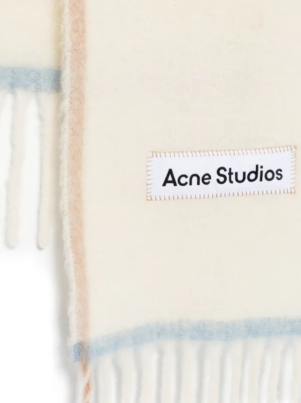 Acne Studios フリンジウールスカーフ・ホワイト Acne Studios - フリンジウールスカーフ - ナロー - ウォーム