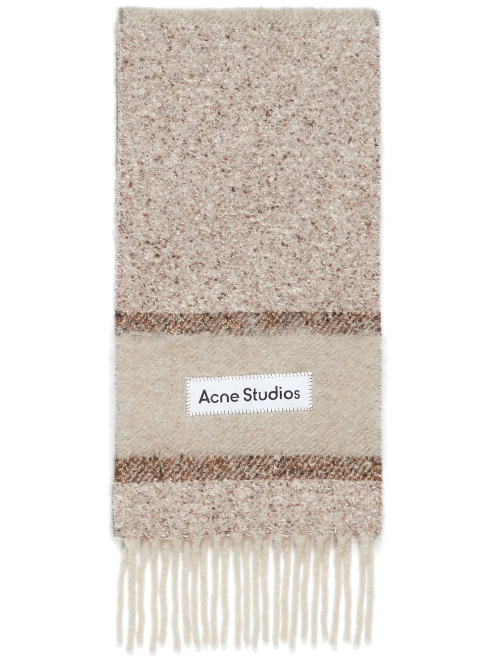 Acne Studios fringed logo scarf | Neutrals | Image 1