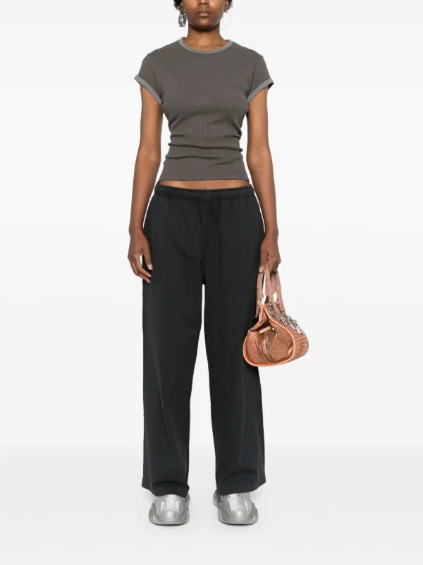 「ACNE STUDIOS」ワッフルニットコットン クロップドTシャツ Acne Studios ワッフルニット Tシャツ | グレー | FARFETCH JP