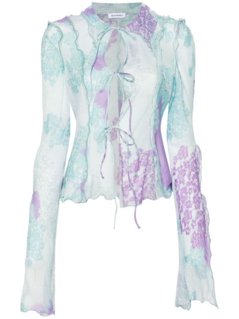 Acne Studios floral-print semi-sheer shirt 