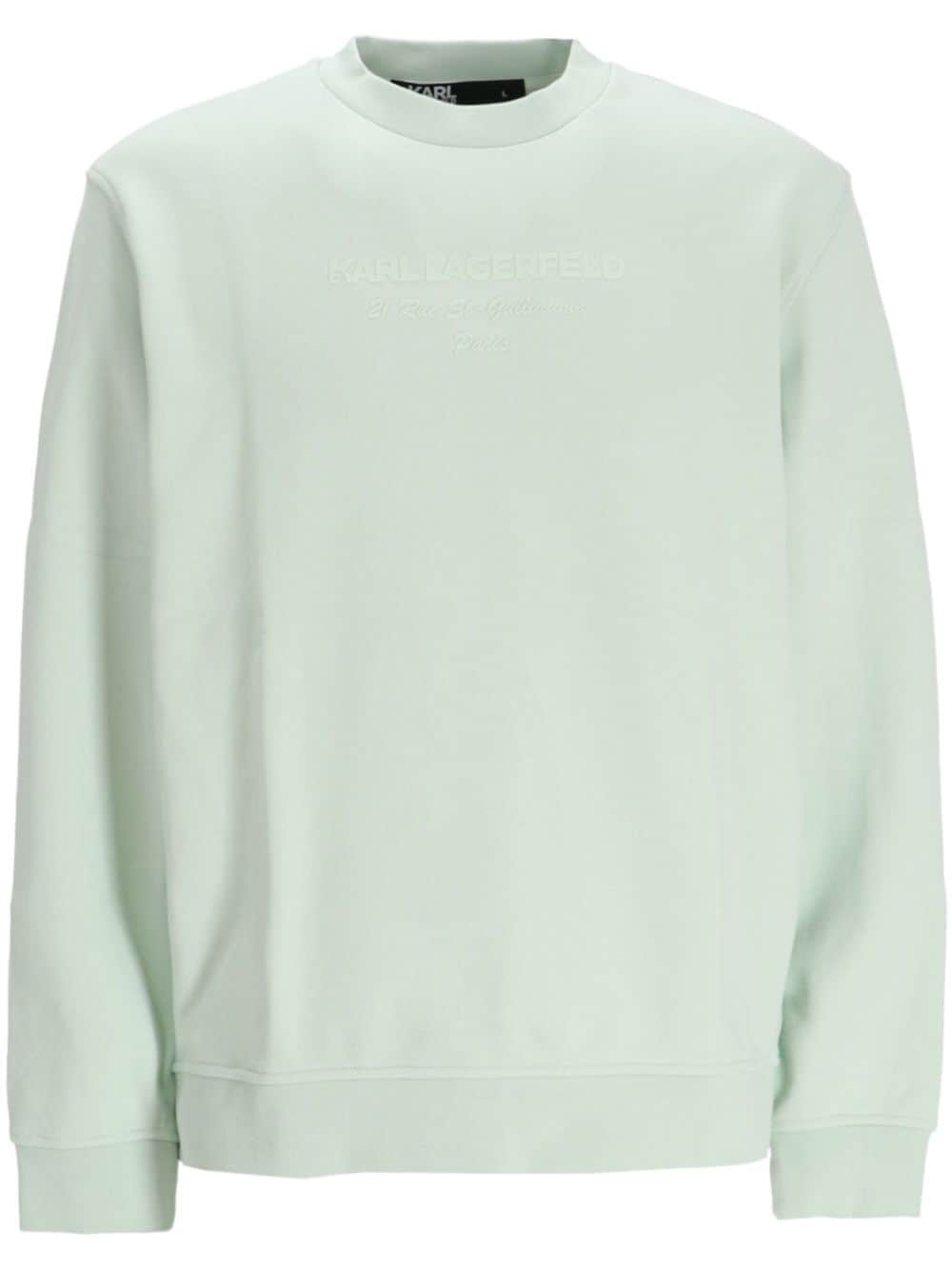 Shop Karl Lagerfeld Logo-print Crew-neck Sweatshirt In Green
