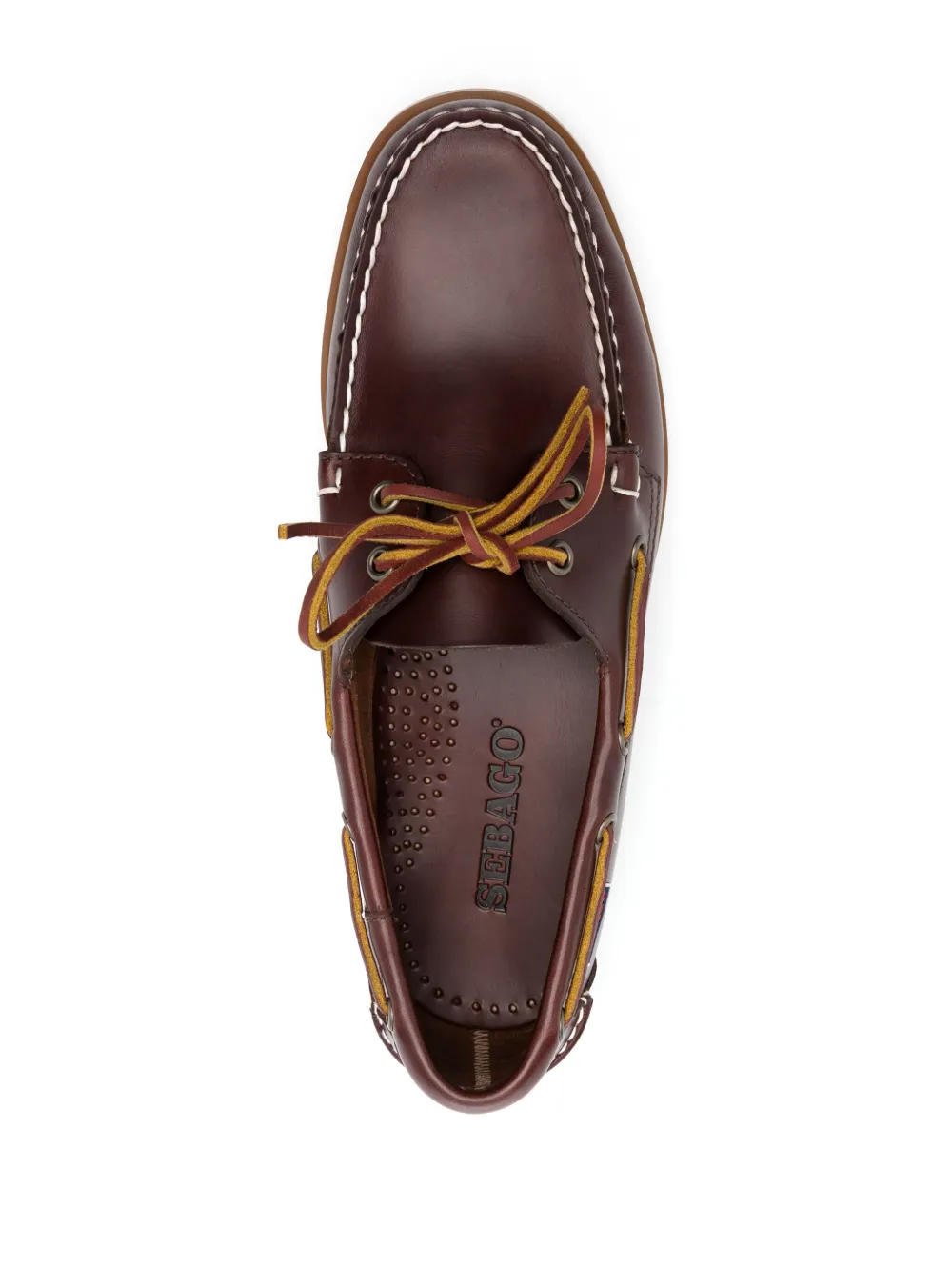 Shop Sebago Moc-stitching Leather Boat Shoes In Brown