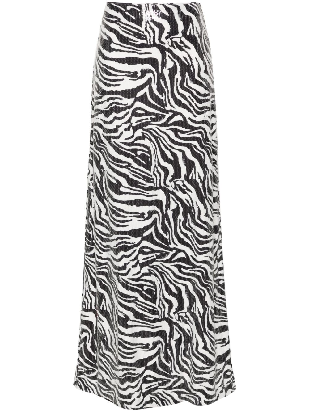 Rotate Birger Christensen Zebra-print Sequinned Maxi Skirt In White