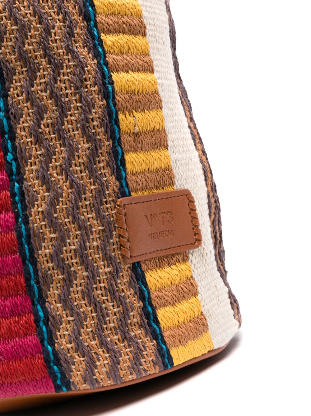 V73 Parrot Raffia Bucket Bag In Braun