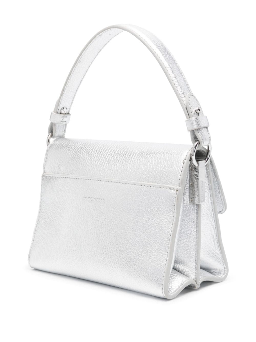Shop Coccinelle Grained Leather Mini Bag In Silver