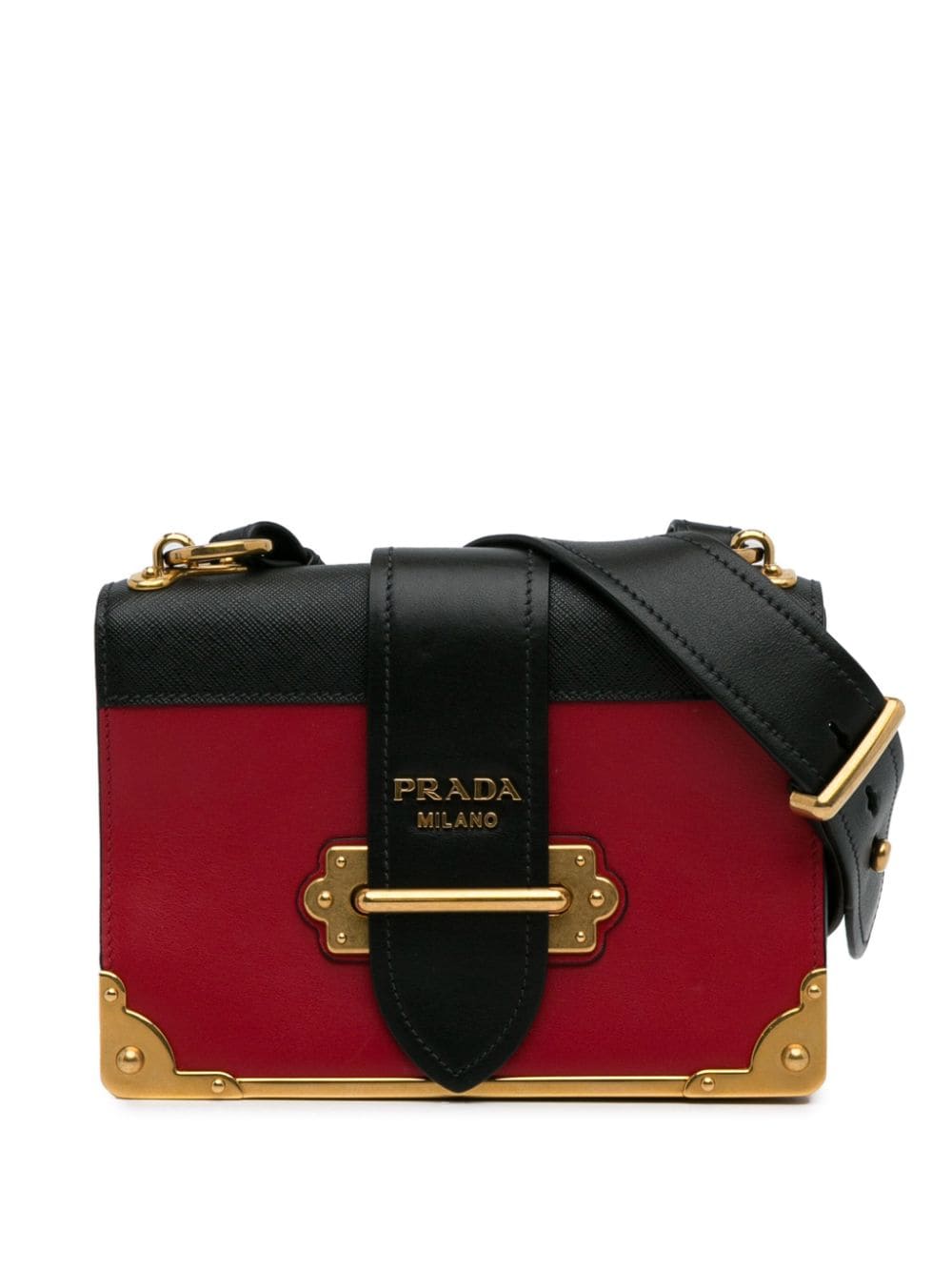 Pre-owned Prada 2013-2023 Saffiano Trimmed City Calf Cahier Crossbody Bag In Red