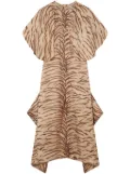 Stella McCartney tiger-print organic silk midi dress - Brown