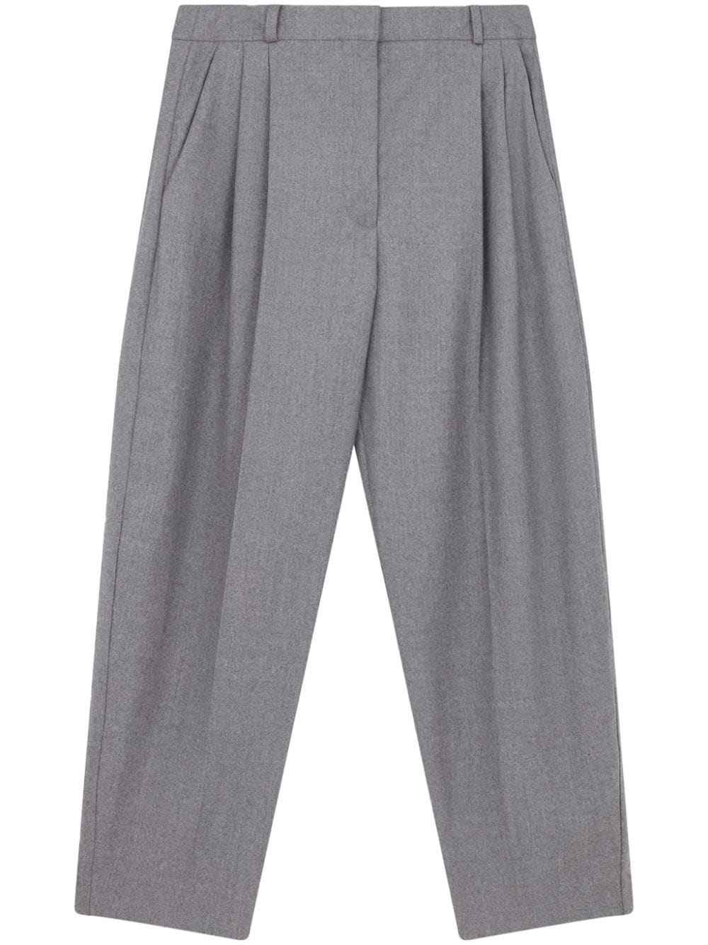 Stella Mccartney Flannel Cropped Pleated Trousers In Grey