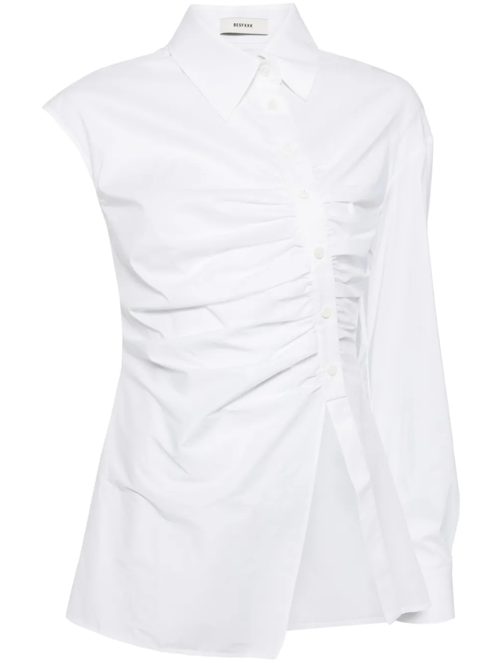 Besfxxk gathered-detail asymmetric shirt | White | Image 1