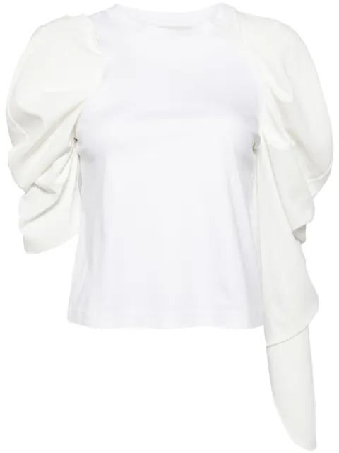 Besfxxk asymmetric balloon-sleeve blouse