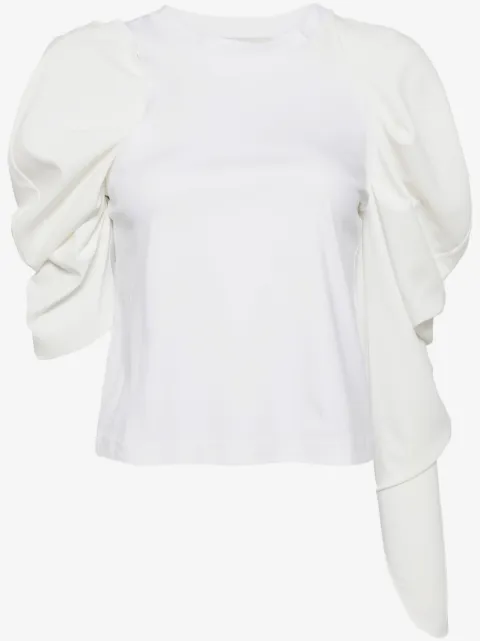 Besfxxk asymmetric balloon-sleeve blouse