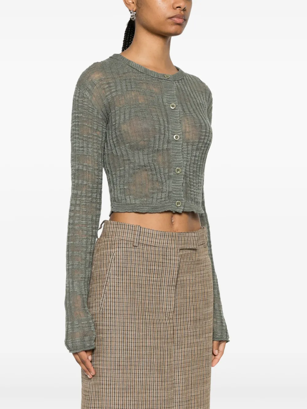 半透明罗纹开衫