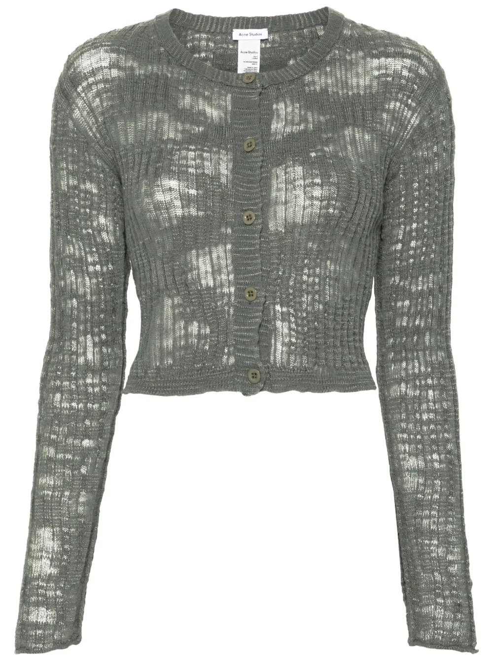 Acne Studios Ribbed Semi-sheer Cardigan In Green