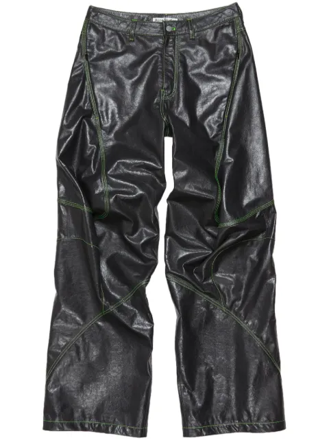 Acne Studios logo-embroidered leather trousers