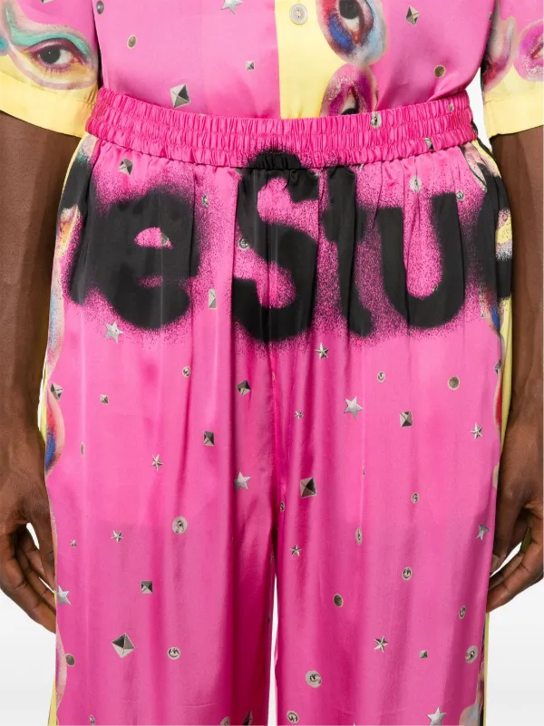 Acne Studios graphic-print wide-leg Trousers | Pink | FARFETCH