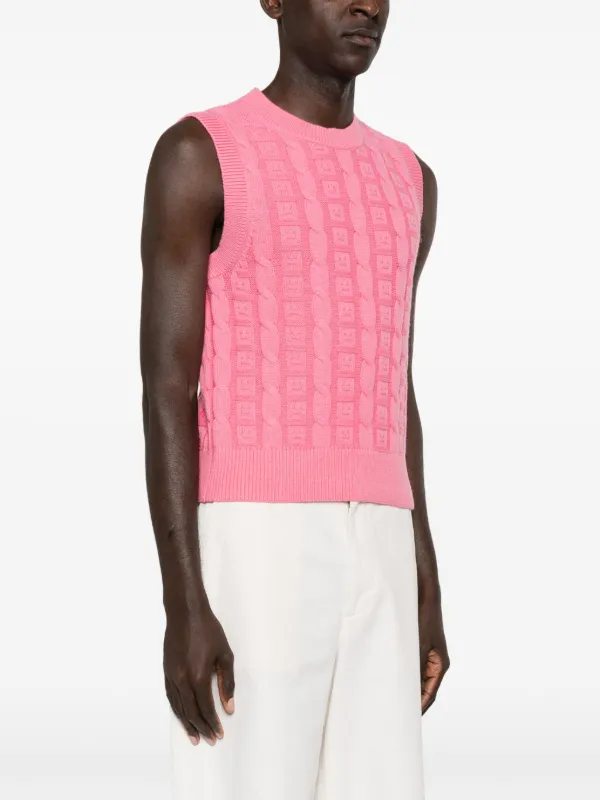Acne Studios フェイスロゴ ケーブルニット セーター | ピンク 