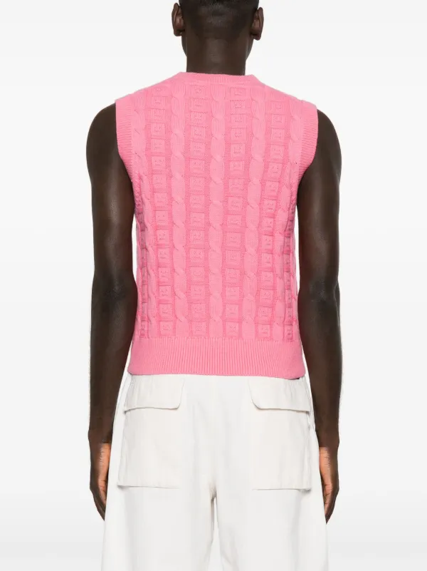 Acne Studios Face logo-appliqué cable-knit Jumper | Pink | FARFETCH AE