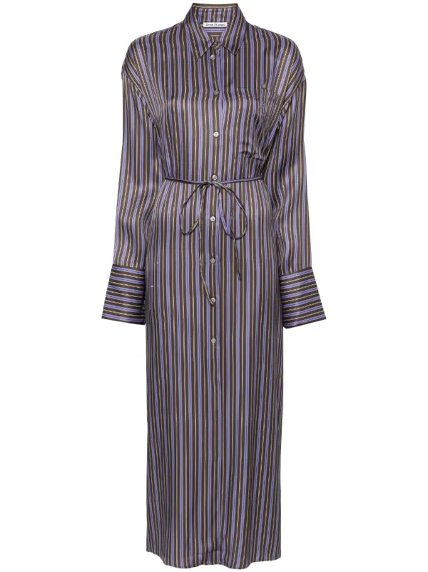 Acne Studios Striped Midi Shirt Dress in Purple