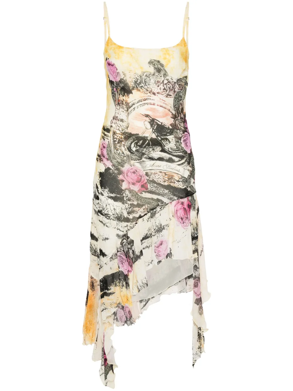 Acne Studios Midi-jurk met print en bandje Geel